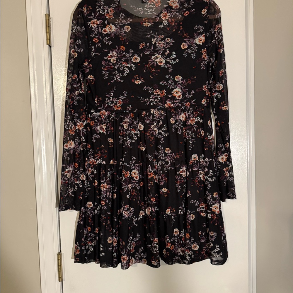 Lily Rose Black dress Florals sheer festive boho graduation party feminine whims